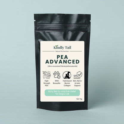 Front view of Kindly Tail PEA Advanced for Dogs with Boswellia and hydrolysed bovine collagen